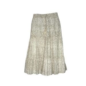 New Directions Cream Zebra Maxi Skirt